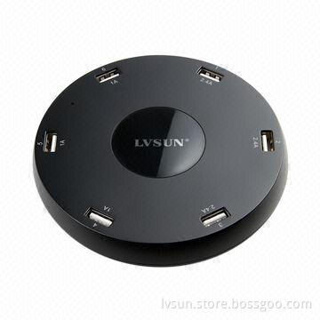 6-port USB charger, charge 6 devices simultaneously with smart shape design